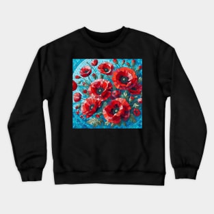 Red Poppy Flower Crewneck Sweatshirt